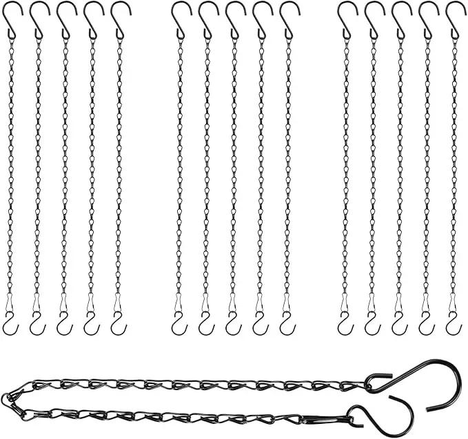 RIFNY Hanging Chains with Hooks, 15 Pieces 20 Inch Black Chain for Hanging Bird Feeders Planters Baskets Billboards Lanterns Wind Chimes Ornaments Outdoor/Indoor Use (20 inch 15pcs) by GreenHaven Gardens