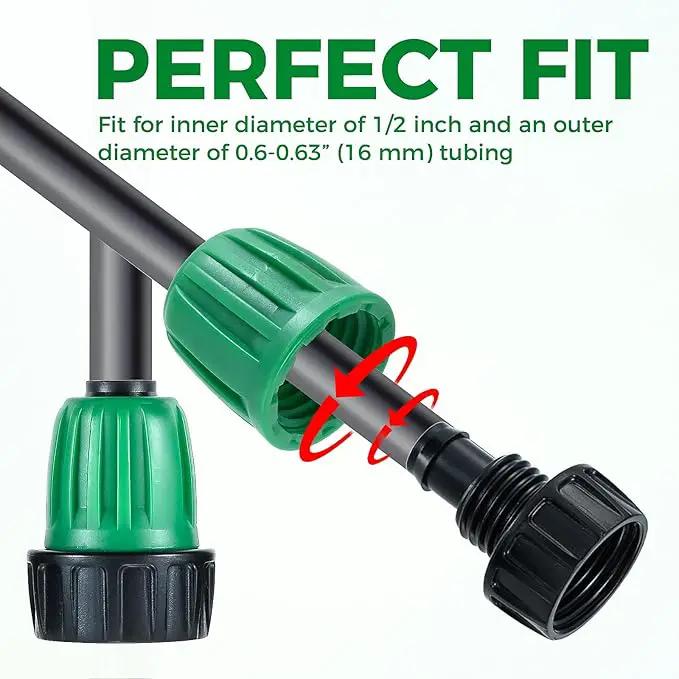 12 Pcs 1/2 Inch Drip Irrigation Tubing Faucet Garden Hose Adapter, 3/4" to 1/2" Drip Irrigation Tubing Hose Adapter, 3/4 Inch Faucet Connector Garden Hose Adapter Black and Green by GreenHaven Gardens