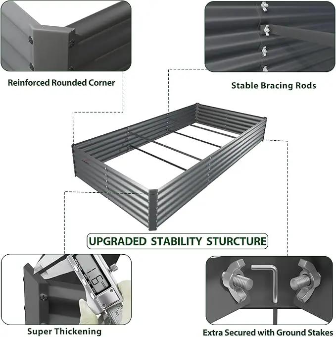 A ANLEOLIFE 8X4X1.5 ft Galvanized Raised Garden Beds Outdoor, Rectangular Metal Planter Box for Planting Vegetables Flowers Herb, Anti-Rust & Easy-Setup, Quartz Grey by GreenHaven Gardens