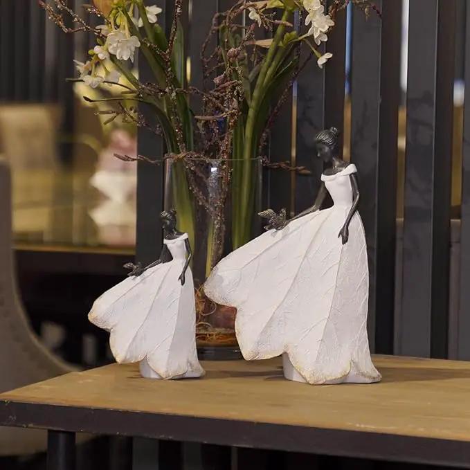 Guichifun Fairy Statue Collection Home Decoration - White Leaf Angel Girls Resin Living Room Bookshelf Decor Garden Outdoor Bathroom Decorations Figurines Gift 5.5 x 3.25 x 8 Inch by GreenHaven Gardens