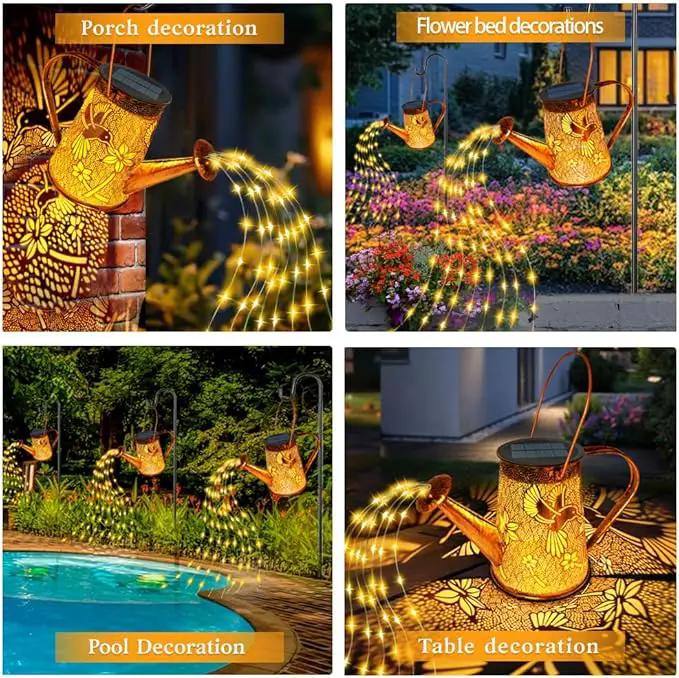 Solar Watering Can Lights, Hummingbird Gifts for Women Mom Grandma Birthday, Waterproof Outdoor Garden Decor Large Hanging Solar Lanterns Garden Lights for Patio Porch Yard Flowerbed Pathway by GreenHaven Gardens