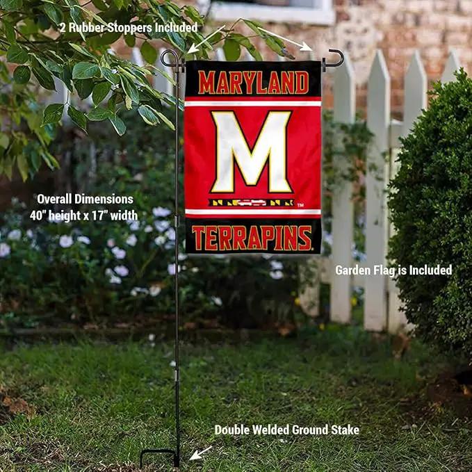 College Flags & Banners Co. Maryland Terrapins Garden Flag with Stand Holder by GreenHaven Gardens