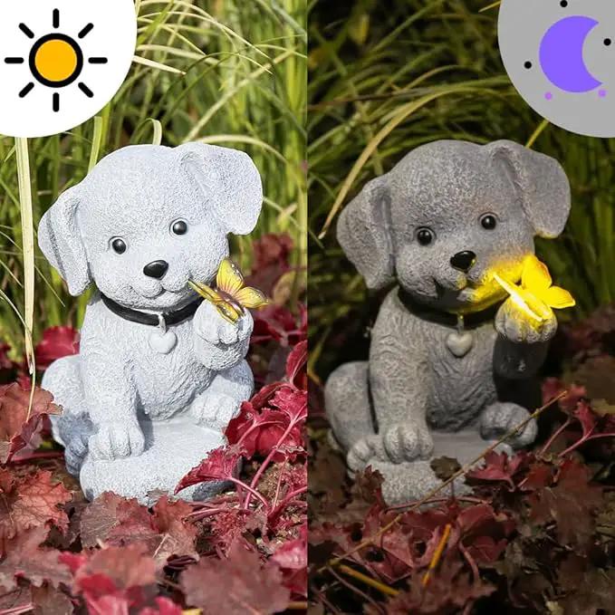 Solar Garden Statues Outdoor Dog Lights, Unique Housewarming Garden Gifts for Women Mom Wife Grandma and Sisters，Cute Dog Sculpture Decoration for Patio, Terrace, Balcony, Lawn by GreenHaven Gardens
