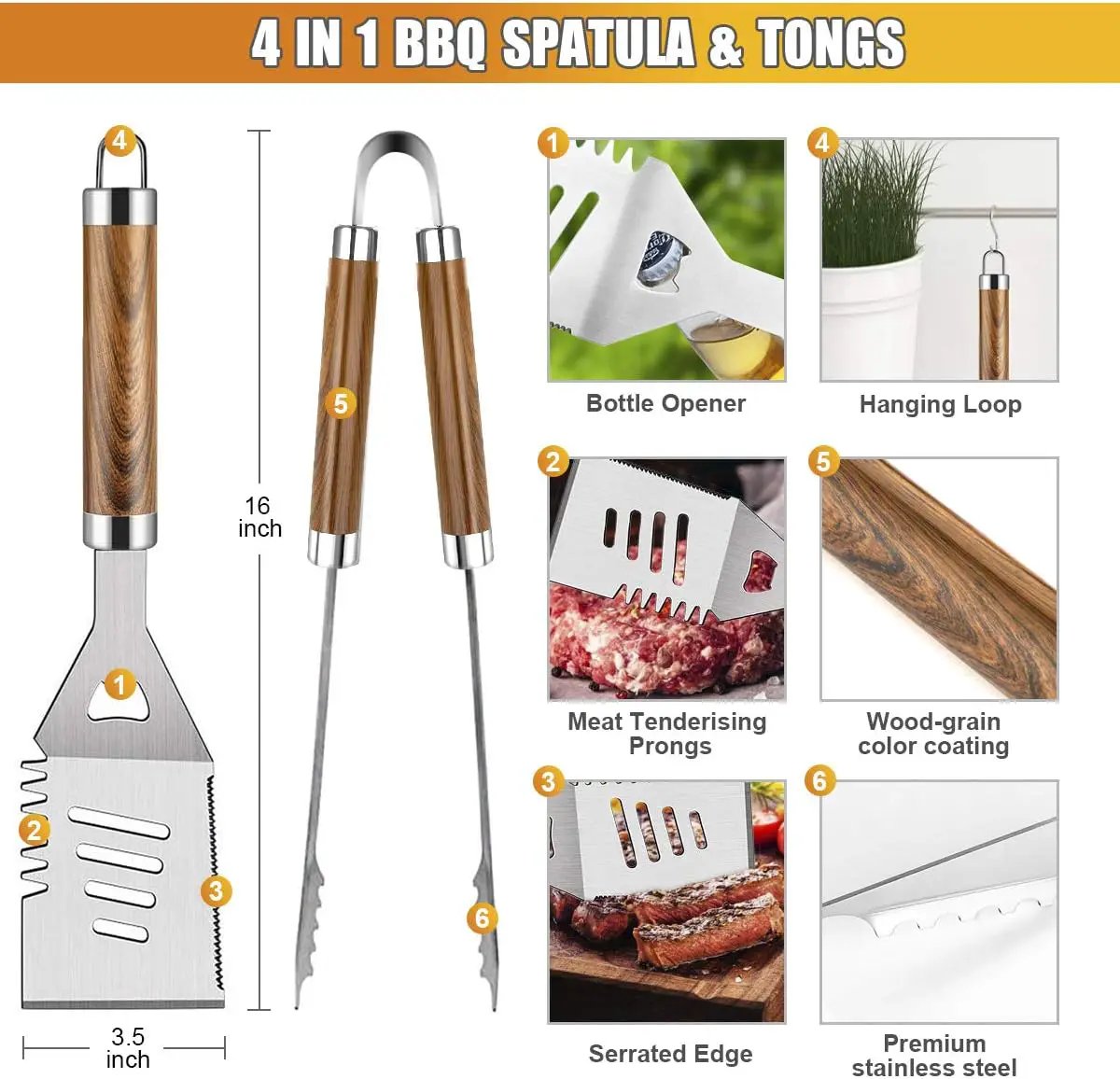 BBQ Grill Accessories Set, 38Pcs Stainless Steel Grill Tools Grilling Accessories with Aluminum Case, Thermometer, Grill Mats for Camping/Backyard Barbecue, Grill Set for Men Women by GreenHaven Gardens