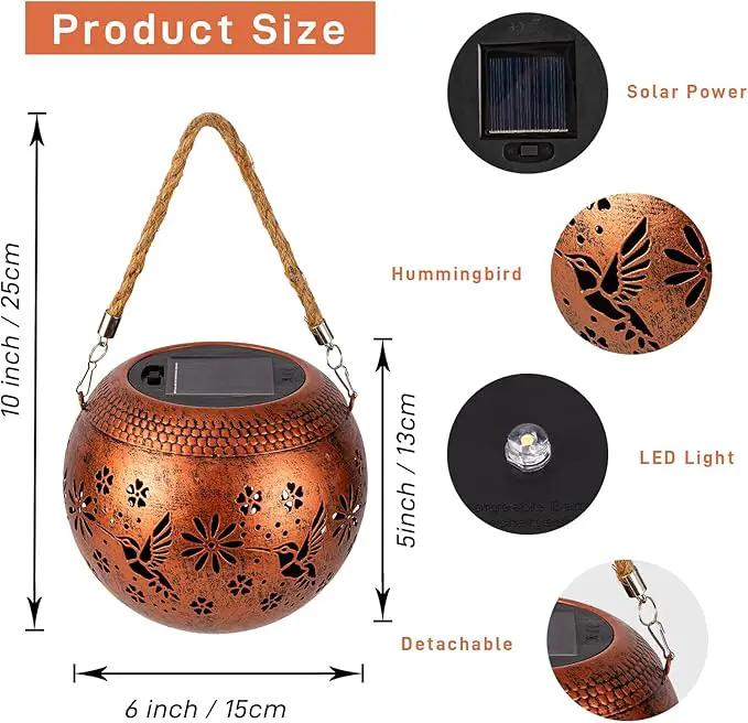 Starsoul 2 Pack Solar Lanterns Waterproof Outdoor, Hummingbird Hollow Out Decoractive Hanging Solar Lantern Lights for Outside Garden Yard Porch Tabletop Patio Decor, Gardening Gifts for Women Mom by GreenHaven Gardens