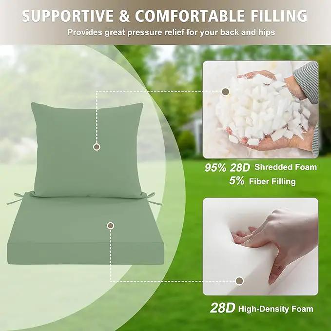 Outdoor Cushions for Patio Furniture, Waterproof Outdoor Chair Cushion w/Fade-Resistant, Removable & Machine-Washable Cover, 22x22 Inch, Deep Seat Sofa/Couch Pads Replacement, Sage Green by GreenHaven Gardens