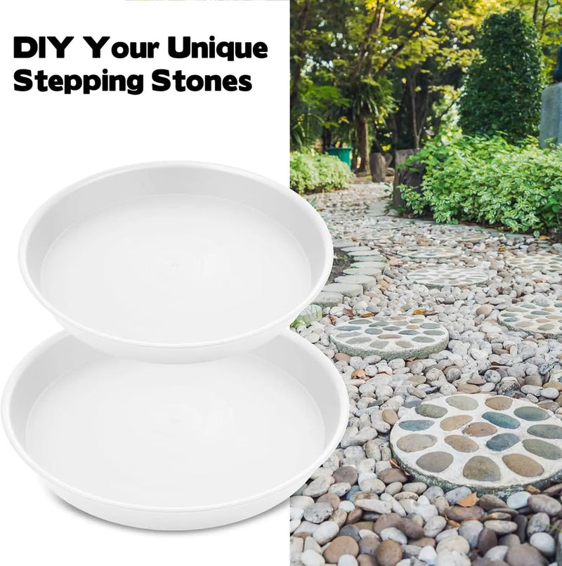 2 Size Round Stepping Stone Molds, 6 Pcs 10''/ 11.2'' Reusable Concrete Mold for Garden Stepping Stones Large Tray for Concrete and Stained Glass for Garden Walk Way White by GreenHaven Gardens