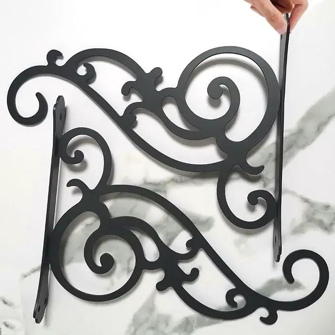 Hanging Planter Brackets 12-Inch 2 Pcs,Outdoor Hanging Brackets Wall Hook Heavy Duty Planter Brackets,Black Iron Planters Hook Indoor/Outdoor Planter Hanger Hooks by GreenHaven Gardens