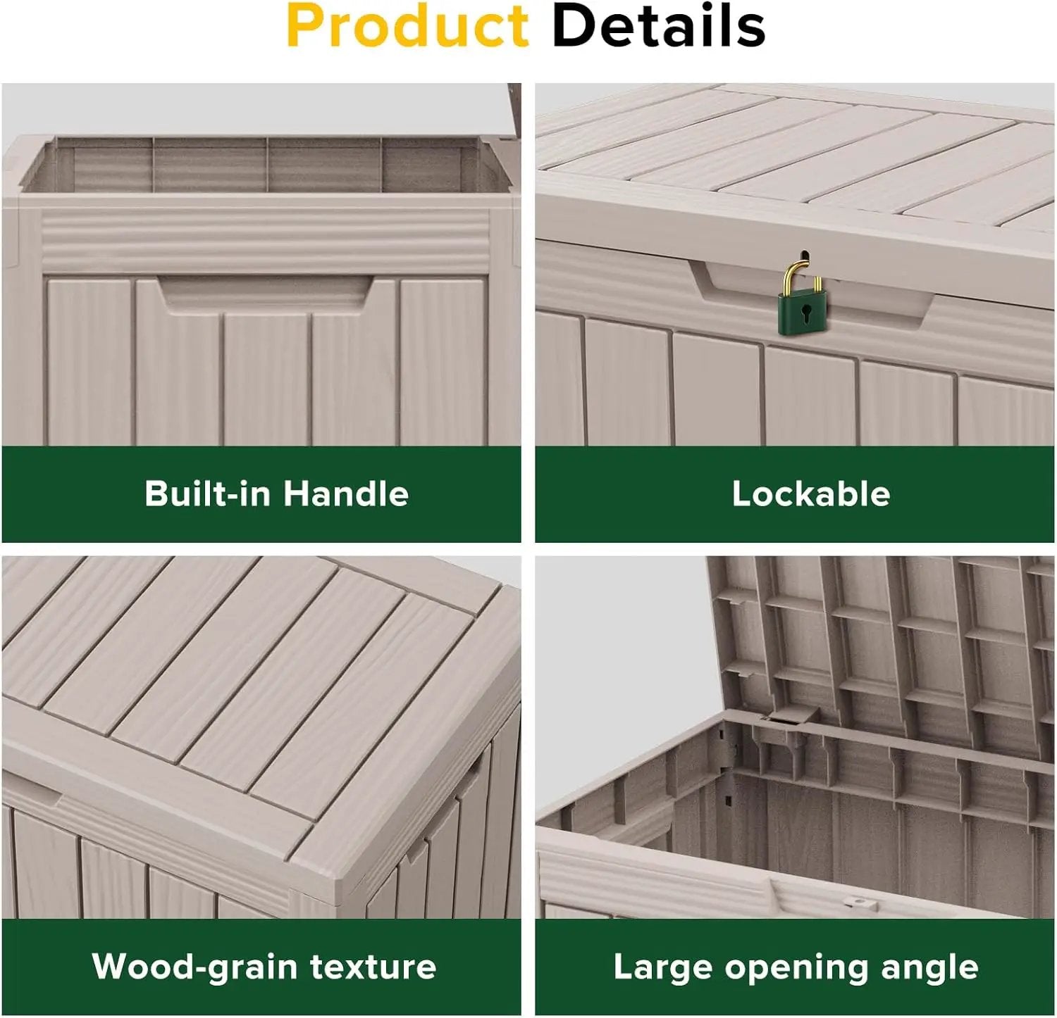 45GAL Brown Outdoor Storage Deck Box with Lock Hole – Waterproof, SGS - Tested UV Protection, Perfect for Patio Pillows & Pool Floats, Sturdy All - Weather Design