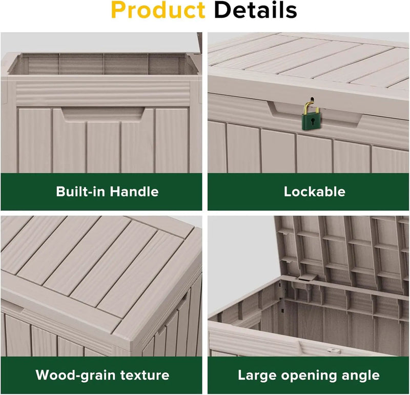 45GAL Brown Outdoor Storage Deck Box with Lock Hole – Waterproof, SGS - Tested UV Protection, Perfect for Patio Pillows & Pool Floats, Sturdy All - Weather Design