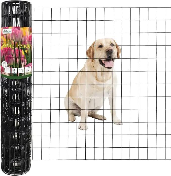 Black PVC Coated Welded Wire Fence 36 Inch x 25 Foot, 2 Inch x 3 Inch 16GA, Garden Border Fencing Roll Vinyl Coating Metal Wire Mesh for Yard Vegetable Plant Protection Poultry Netting by GreenHaven Gardens