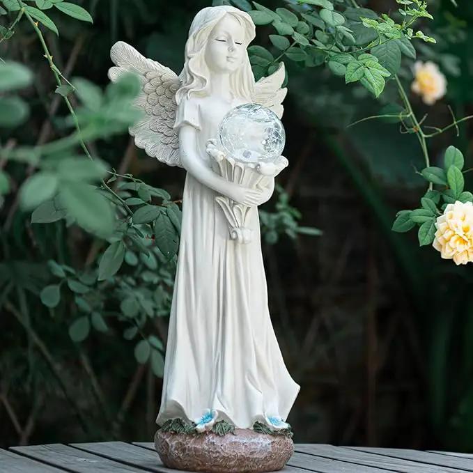 Angel Statue for Garden - 16.3 inches Guardian Solar Garden Statue, Gardening Gifts for Mom Grandma Lawn Ornaments Figurines for Outdoor Decor by GreenHaven Gardens