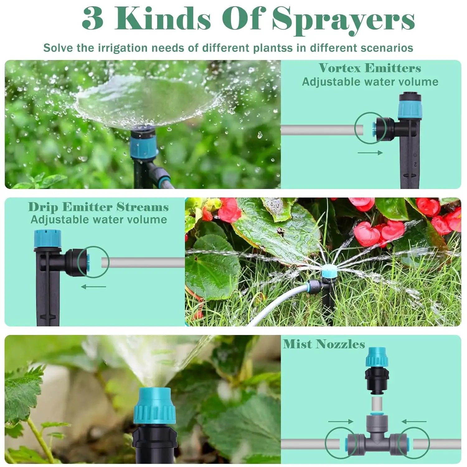 230FT Drip Irrigation System, Quick-Connect Automatic Garden Watering Misting System, with 1/2 inch and 1/4 inch Distribution Tubing, Drip Irrigation Kit for Lawn, Greenhouse, Patio by GreenHaven Gardens