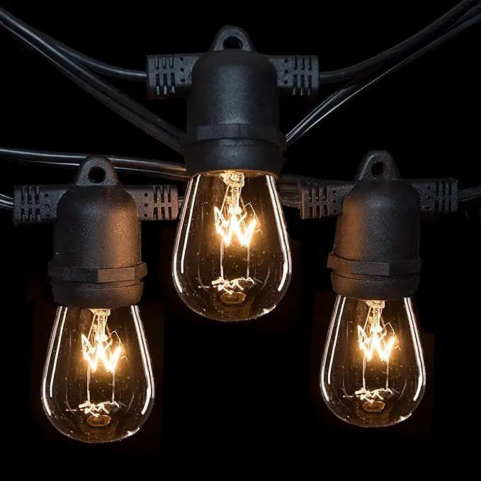 Hometown Evolution, Inc. 100 Foot Commercial Grade Outdoor String Lights (100 Foot 50 Socket, S14 11 Watt Clear Light Bulbs) by GreenHaven Gardens