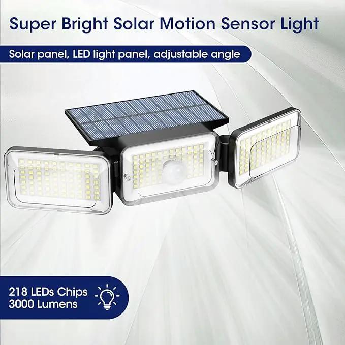 Solar Lights Outdoor Waterproof, Motion Sensor & Flood Outdoor Lights with Remote Control, 4 Adjustable Modes, 3000LM & 218 LED, High-Energy-Density Solar Panel-Monocrystalline Technology, 2 Pack by GreenHaven Gardens