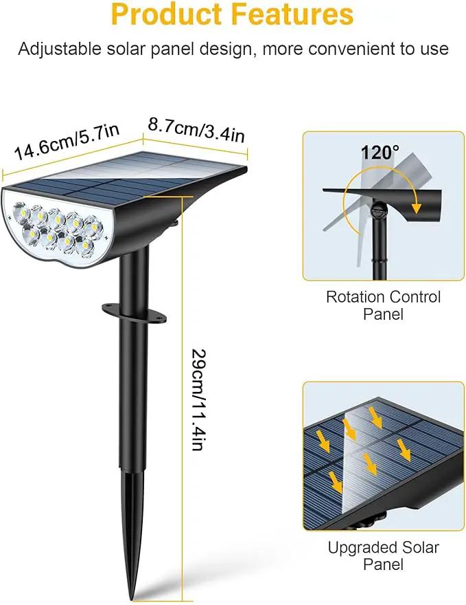 Solar Spot Lights Outdoor Waterproof, 3 Lighting Modes Solar Landscape Lights for Outside, Dusk to Dawn IP65 Waterproof Outdoor Solar Lights for Yard Pathway Driveway Landscape, Cold White, 1 Pack by GreenHaven Gardens