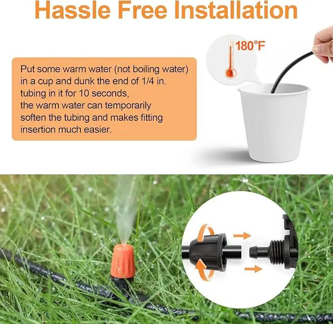 Three-Way Atomizing Nozzle for 1/4 inch Drip Irrigation Tubing, 30 Pcs Adjustable Micro Spray Irrigation Emitters with Anti-leak Lock Nut No Leak Barbed Emitter Fittings for Sprinkle System by GreenHaven Gardens