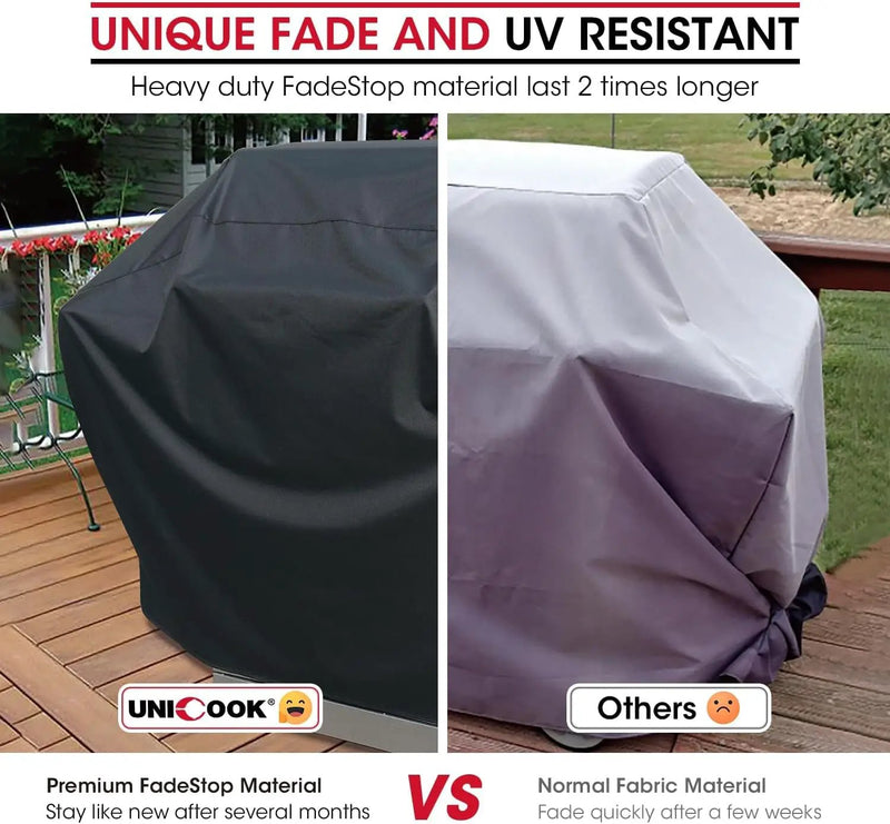 Unicook Heavy Duty Waterproof Barbecue Gas Grill Cover, 65-inch BBQ Cover, Special Fade and UV Resistant Material, Durable and Convenient, Fits Grills of Weber Char-Broil Nexgrill Brinkmann and More by GreenHaven Gardens