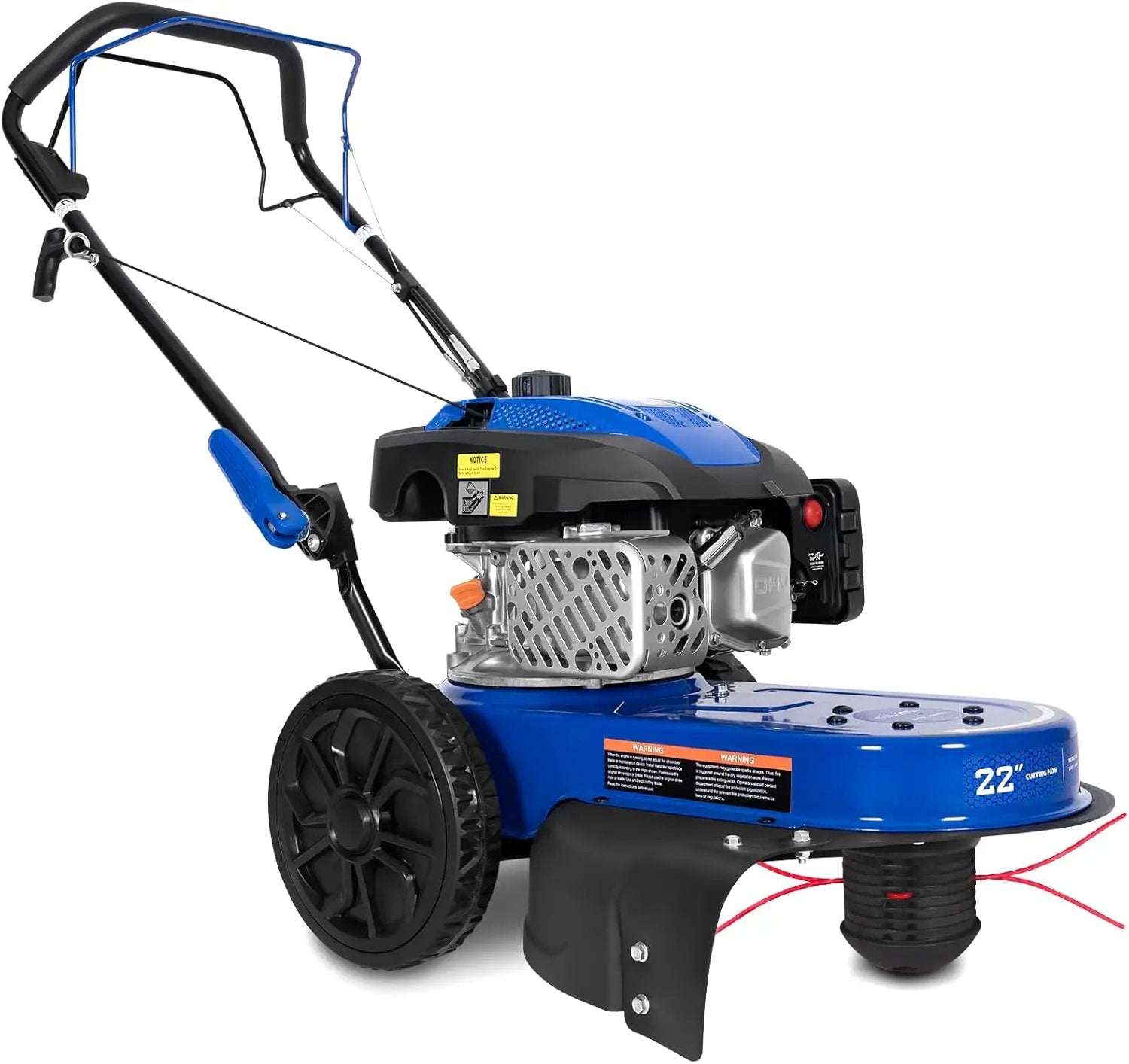 BILT HARD Self-Propelled Walk Behind String Trimmer, 8-Position Cutting Height, 170cc 4-Cycle Gas Brush Hog Mower, 22'' Cutting Diameter, 10'' Flat Free Wheels, Brush Cutter for Lawn, Yard by GreenHaven Gardens