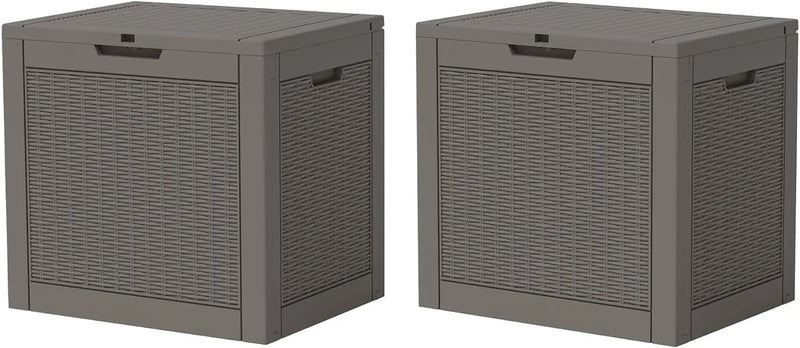 KAMABOKO 31 Gallon Outdoor Storage Box 2 Pack All-Weather Deck Box for Patio Furniture, Package Deliveries, Garden Tools, Pool Supplies & Cushions, Grey by GreenHaven Gardens