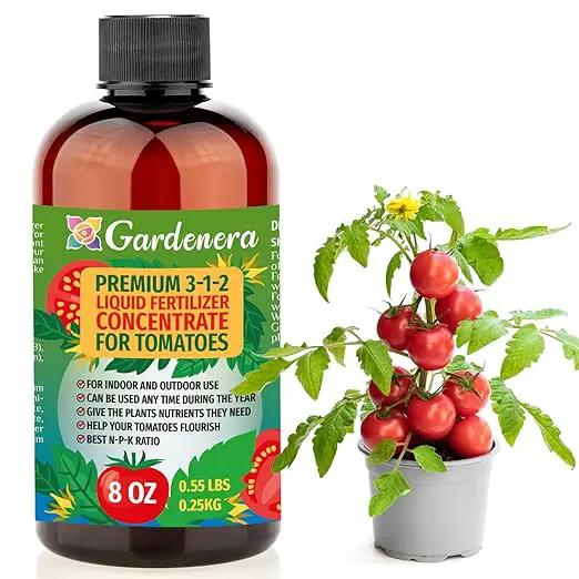 Premium Liquid Tomato Plant Fertilizer - 3-1-2 Concentrate for Indoor Plants and Flowers by Gardenera | Organic Plant Food for Tomatoes - 8oz by GreenHaven Gardens