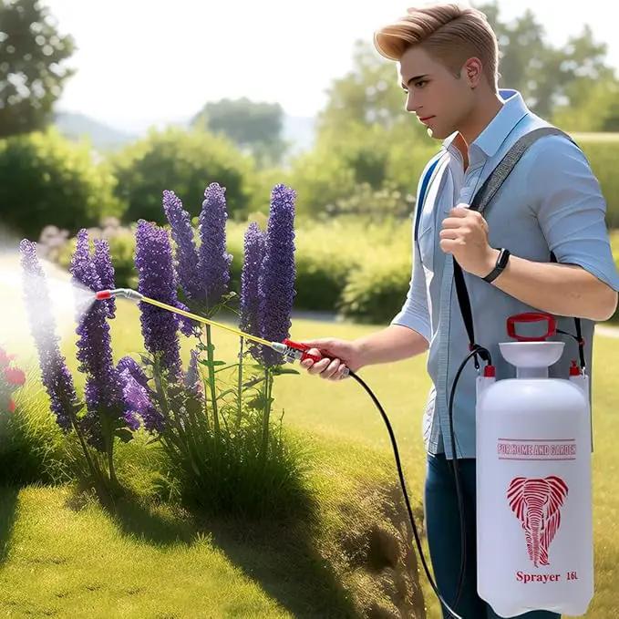 CLICIC 4 Gallon (16L) Lawn and Garden Portable Sprayer Pump Pressure Sprayer with Four Spray Poles Totaling 52 inches in Length by GreenHaven Gardens