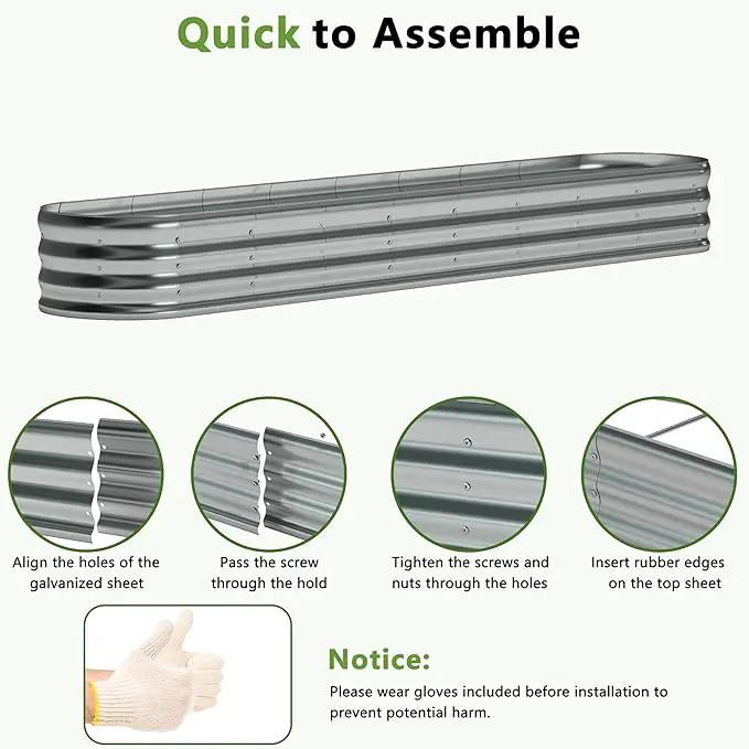 12x2x1ft(2 Pack) Oval Galvanized Raised Garden Bed,Outdoor Planter Box Metal Patio Kit Planting Bed for Vegetables Flowers and Succulents by GreenHaven Gardens