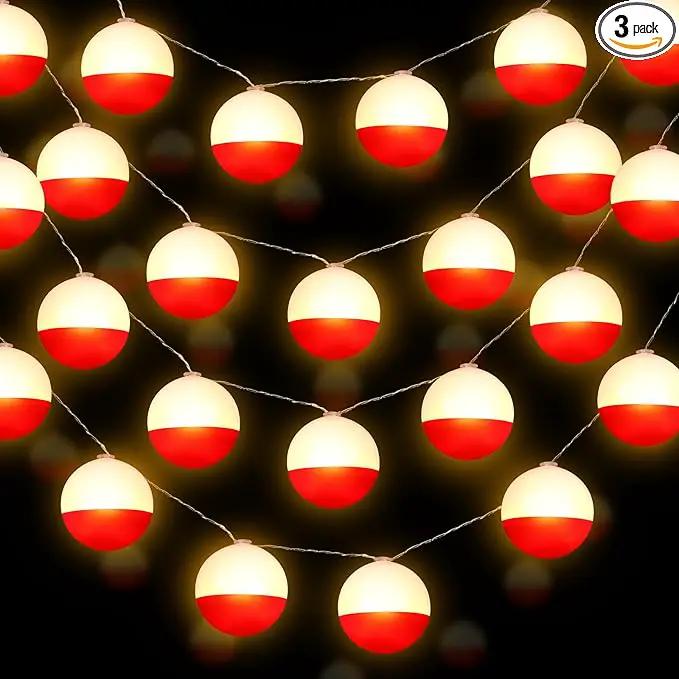 Deekin 3 Pcs LED Fishing Birthday Decorations Bobbers String Lights Battery Powered Ofishally One Theme Decor with Extra Bulbs for Gone Fishing Birthday Party Supplies Pole Party Favors by GreenHaven Gardens