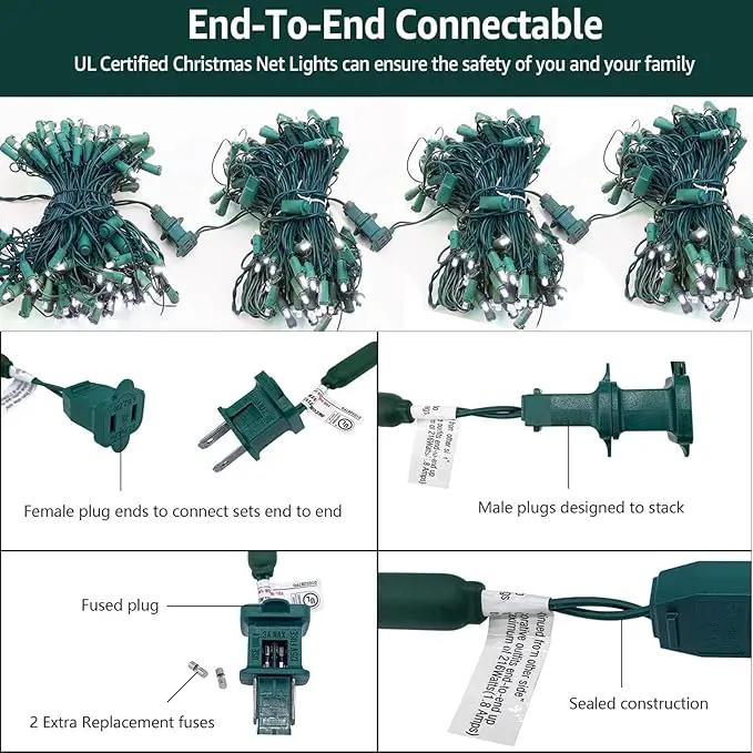 6Ftx4Ft LED Christmas Net Lights Green Wire,Connectable UL Certified Waterptoof Net Lights for Bushes Trees Shurb Garden Outdoor Christmas Decorations by GreenHaven Gardens