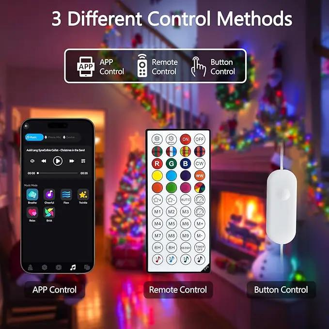 JMEXSUSS 100 LED RGB Christmas Tree Lights Indoor, 33ft Smart Color Changing Christmas Lights Outdoor with Remote & APP, Clear Wire Christmas Lights Plug in for Bedroom Tree Room Party Birthday by GreenHaven Gardens