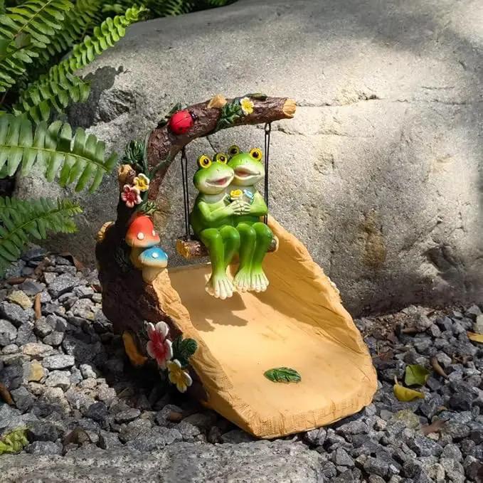 Frogs On The Swing Gutter Guardian Rain Downspout, Animals Outdoor Statue Gutter Downspout Extension Garden Decoration, Downspout Extender Diverter Splash Block for Courtyard and Patio by GreenHaven Gardens