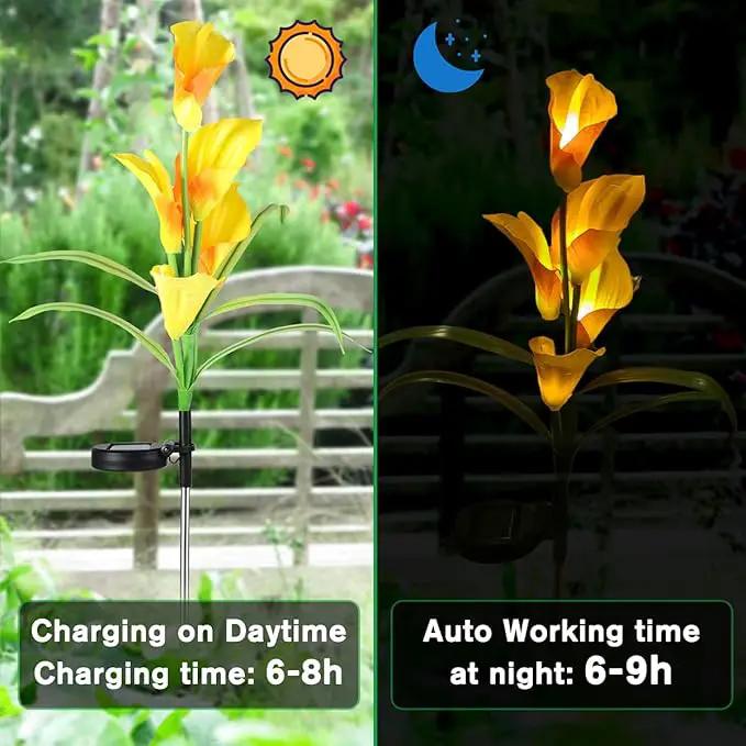 Veesee Solar Calla Lily Light, 2-Pack Solar Powered Flower Lights, Outdoor Multi-Color Changing Stake Lamp, Christmas Gift LED Yellow Calla Lily Lights for Garden Outdoor Landscape Lawn Yard by GreenHaven Gardens