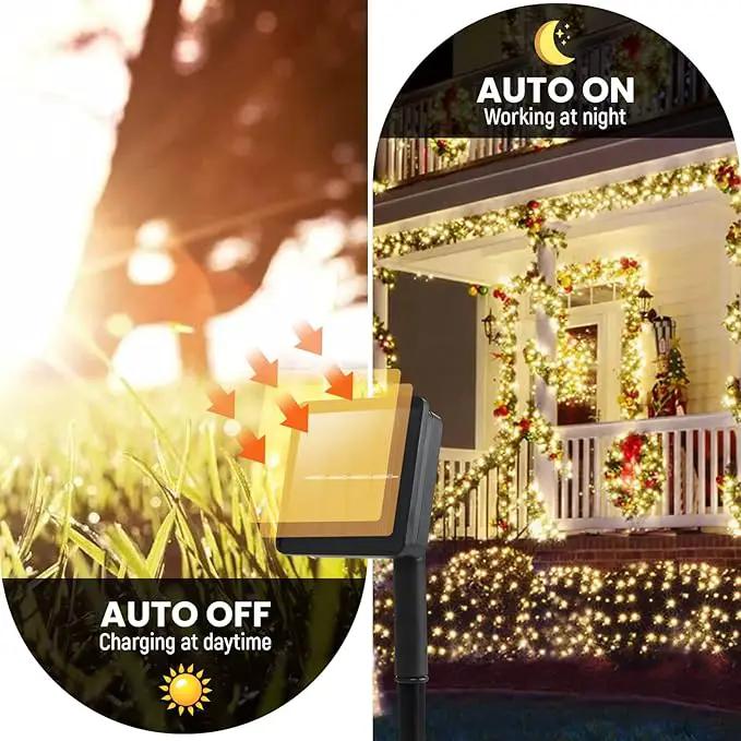 Solar String Lights for Outside, 2 Pack 200 Led Solar Christmas Lights Outdoor Waterproof 82ft Solar Fairy Lights 8 Lighting Mode Solar String Lights Idea for Garden,Courtyards,Trees(Warm White) by GreenHaven Gardens