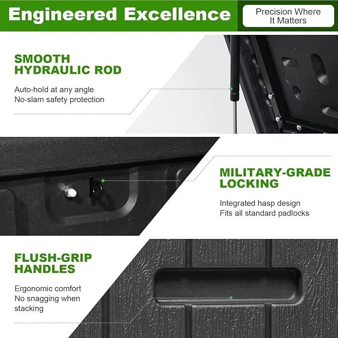260 Gallon Outdoor Storage Box Waterproof, Extra Large Plastic Outside Deck Box Weatherproof, Resin Patio Storage Bin with Lock and Lids for Pool Equipment and Cushion, Black by GreenHaven Gardens