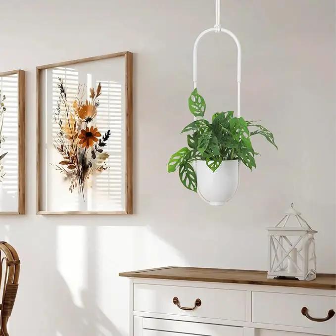 Boho Hanging Planter for Indoor Outdoor Plants Modern Wall and Ceiling Hanging Plant Basket Holder Hanger for Vines Succulents Ferns Room Decor(White) by GreenHaven Gardens