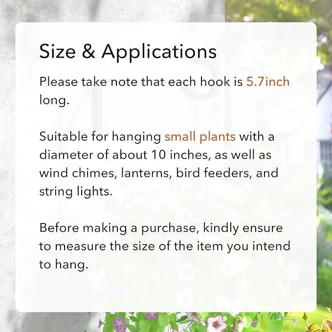 5.7 Inch 2 Pack Heavy Duty Outdoor Plant Hangers for Hanging Baskets, Iron Hanging Plant Brackets for Hanging Plants Outside, Metal Plant Hooks Plant Wall Hooks for Hanging Lantern, Bird Feeder by GreenHaven Gardens