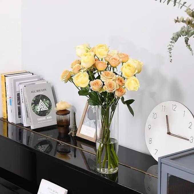 Clear Flower Vase, Non-breakable Vases, 6" W x 14" H, Acrylic Vase, Aesthetic Room Decor Cylindrical Modern Flower Vases for Table Centerpiece, Home Decor, Women Floral Arrangement Gift by GreenHaven Gardens