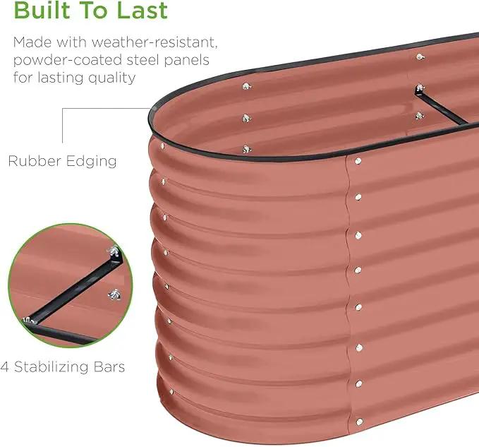 Best Choice Products 8x2x2ft Metal Raised Garden Bed, Oval Outdoor Deep Root Planter Box for Vegetables, Herbs w/ 4 Support Bars, 215 Gal Capacity - Terracotta by GreenHaven Gardens