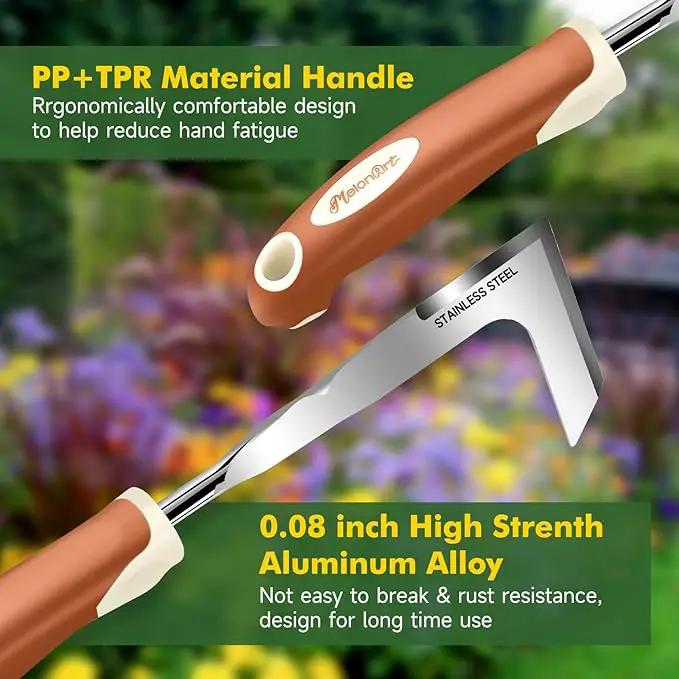 MelonArt Garden Tool Set,10 Pcs Heavy Duty Gardening Hand Tool Kit for Women Aluminum with Non Slip Ergonomic Handle, Storage Tote Bag and Gardening Gloves, Ideal Gifts for Women and Men by GreenHaven Gardens