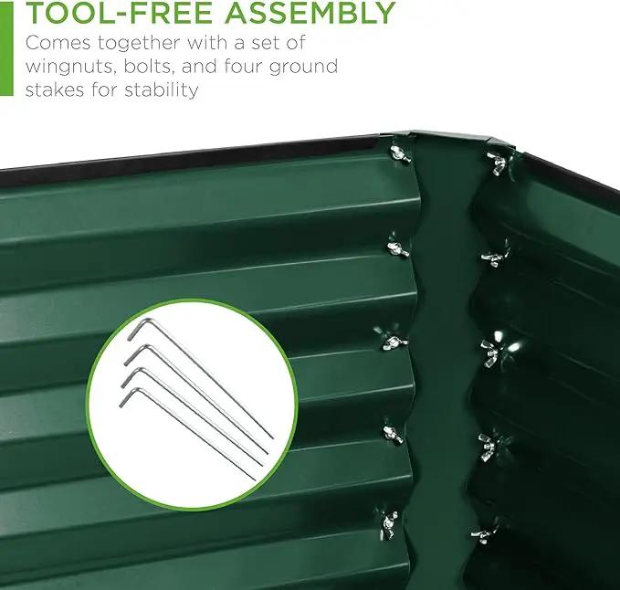 Best Choice Products 8x4x2ft Outdoor Metal Raised Garden Bed, Deep Root Planter Box for Vegetables, Flowers, Herbs, and Succulents w/ 478 Gallon Capacity - Dark Green by GreenHaven Gardens