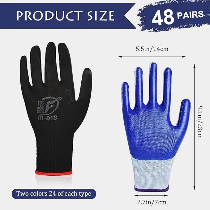 48 Pairs Garden Gloves for Women Men Breathable Rubber Coated Yard Safety Work Thorn Proof Work Gloves by GreenHaven Gardens