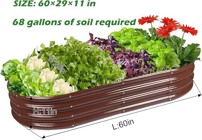 Raised Garden Bed Galvanized Planter Box Outdoor, Rot-Resistant Metal Garden Bed Planter for Vegetables Flower Herb (2- Brown) by GreenHaven Gardens