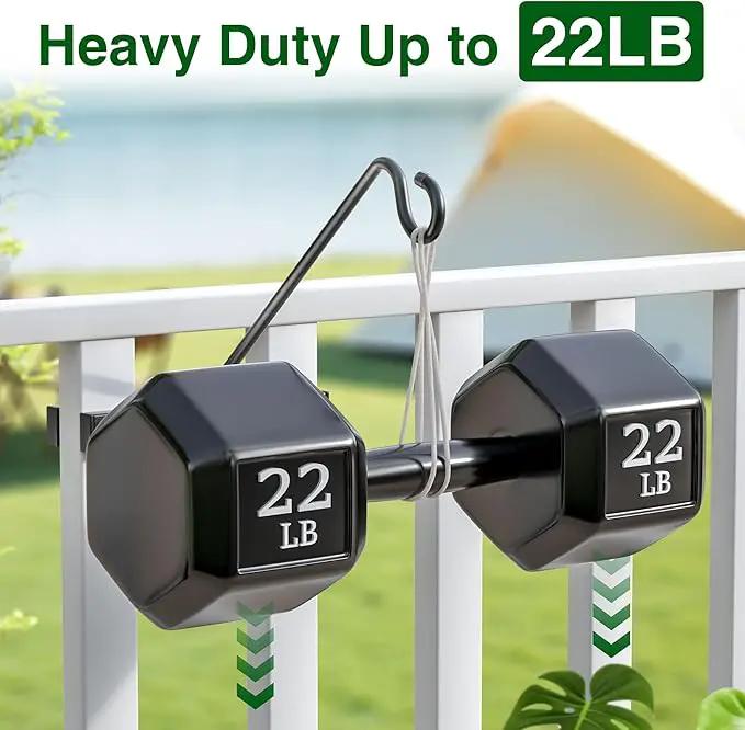 12-Inch 2 Pack Deck Bird Feeder Hanger for Railing, Outdoor Decor Plant Hanger, Swivel Balcony Railing Hook - 22LB Capacity - for Hanging Plants, Bird Feeders, Lanterns, Wind Chimes by GreenHaven Gardens