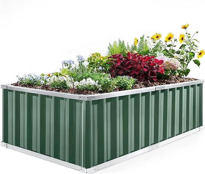 KING BIRD Raised Garden Bed 68" x 36" x 18" Heightened Galvanized Steel Metal Planter Box Outdoor for Deep-Rooted Vegetables, Flowers, Large Raised Bed Kit (Green) by GreenHaven Gardens