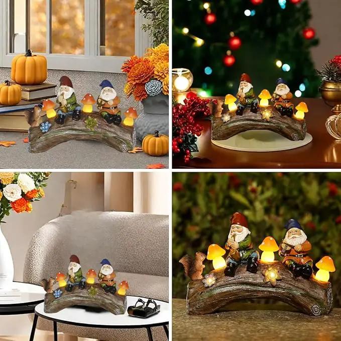 Funny Garden Gnome Statue Solar Powered Mushroom Figurine with Squirrel Gnome Durable Resin Outdoor Decoration for Patio Yard Lawn Ornament Housewarming Gift by GreenHaven Gardens