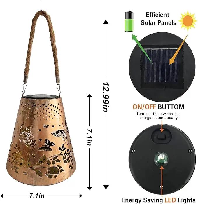 Butterfly Solar Lanterns Outdoor Waterproof, Garden Decor Gifts for Women Mom Grandma Hanging Solar Lights Hollowed-Out Metal Solar Decoration Outside for Patio, Yard, Pathway, Front Porch(1 Pack) by GreenHaven Gardens