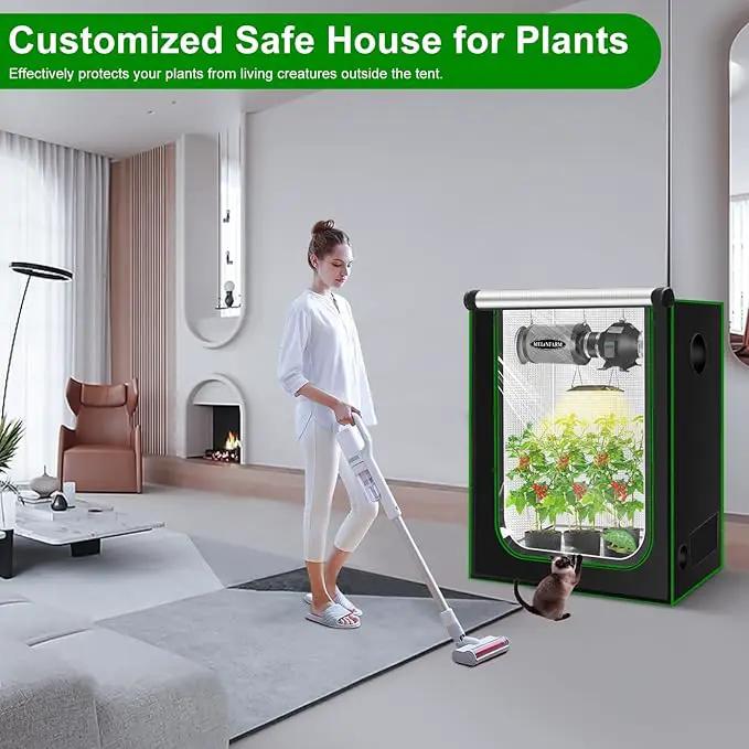 MELONFARM 2x2 Grow Tent, 24"x24"x48" Grow Tent, Double Transparent Viewing Door Indoor Grow Tent, Growing Tent with High Reflective Mylar & Floor Tray, Plant Tent for Indoor Hydroponics Growing by GreenHaven Gardens