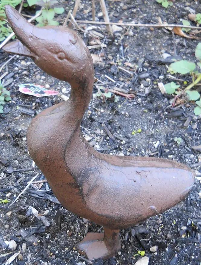 Full Bodied Cast Iron Duck Garden Figure by GreenHaven Gardens