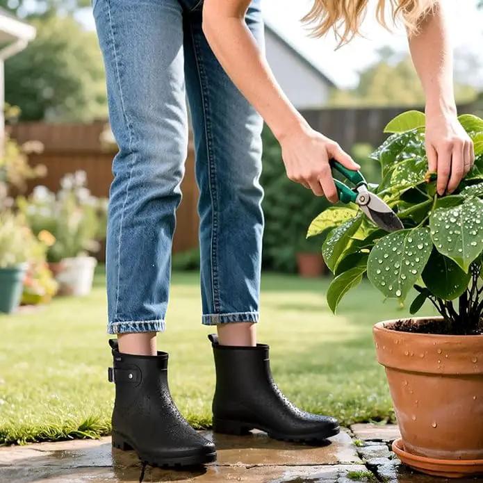 HISEA Women's Ankle Rain Boots Waterproof, Fashion Short Garden Shoes Anti-slip for Women with Comfortable Insole by GreenHaven Gardens