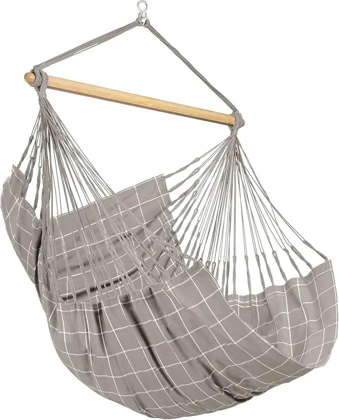 LA SIESTA® - Large Comfort Domingo Hammock Swing Chair - Weather & Tear Resistant Hanging Hammock Chair - Indoor Outdoor Hammock Chair Swing - Patio Porch Bedroom Hanging Chair - Max 285 Lbs, Almond by GreenHaven Gardens